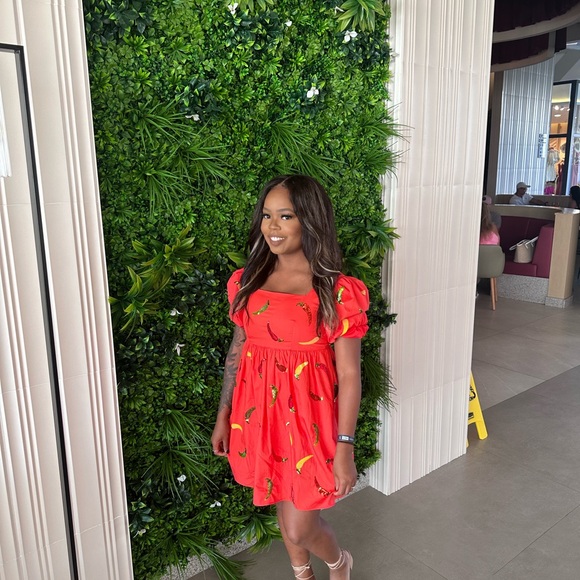 Queen of Sparkles Red Dress with Colorful Chili Pepper Embroidery - Picture 4 of 4